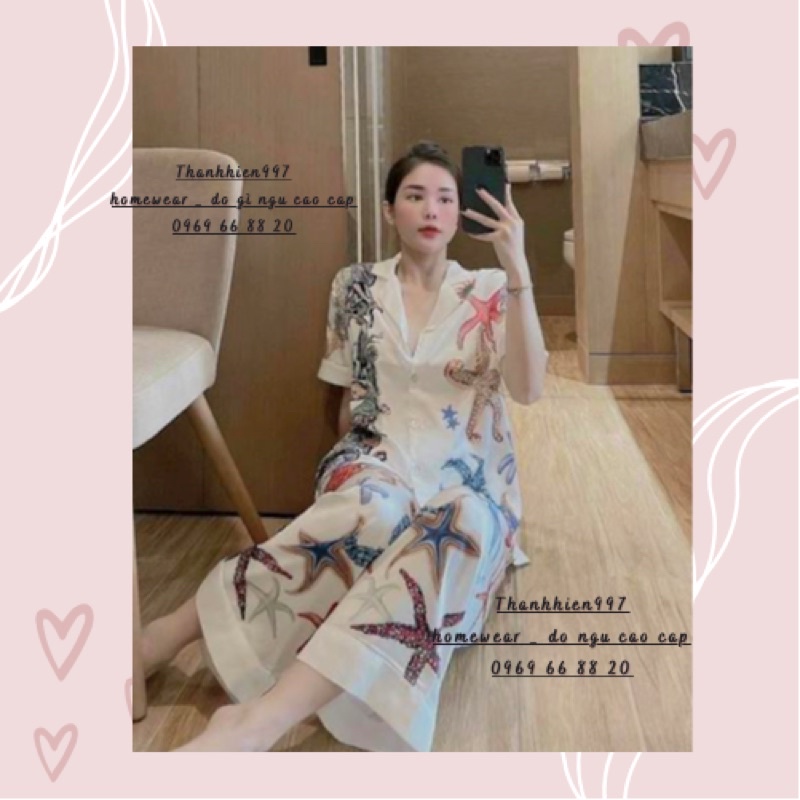 PIJAMA LỤA CLC SAO BIỂN CỘC DÀI - DÀI DÀI