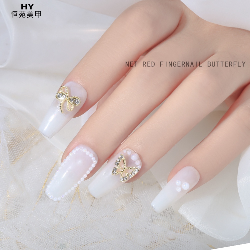 Phụ kiện hình nơ đính đá 3D trang trí móng tay nghệ thuật xinh xắn