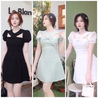 Đầm váy thiết kế xoắn ngực khoét vai tiểu thư