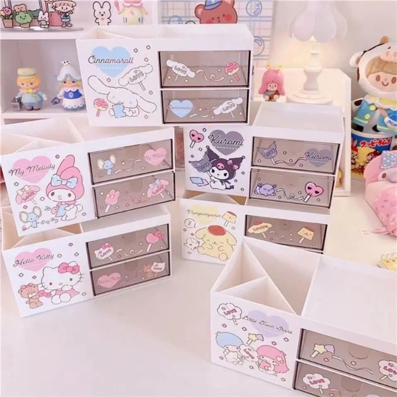 Hộp đựng bút hai tầng dạng ngăn kéo phong cách Nhật Bản dễ thương