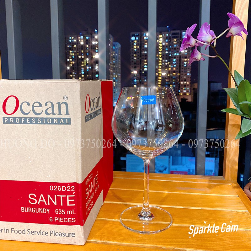 Ly uống rượu vang 635ml - Ly rượu vang thủy tinh Ocean Sante BurBurgundy (Bộ 6 ly)