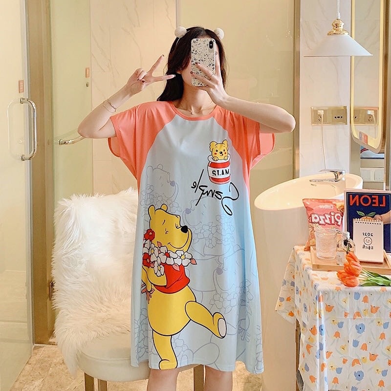 Đầm thun hoạt hình dễ thương, váy ngủ , đồ mặc nhà hàng Quảng Châu loại 1