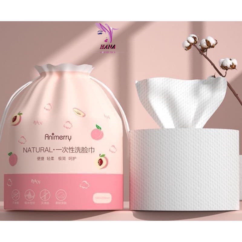 Khăn mặt khô Aminerry dùng 1 lần, tẩy trang lau khô lau ướt, khăn lau mặt trái đào siêu mềm, dai, mịn.