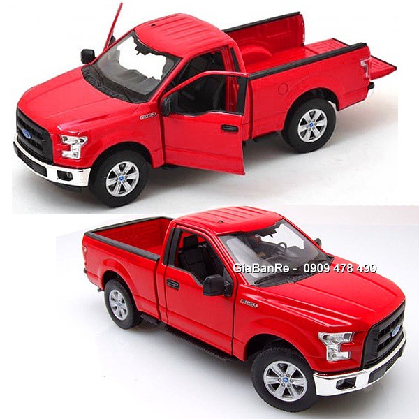 XE MÔ HÌNH KIM LOẠI TỈ LỆ 1:24 - BÁN TẢI F-150 REGULAR CAB -  WELLY - ĐỎ -  8233.1