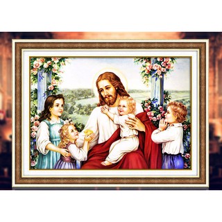 Tranh Đính Đá ABC 3D Chúa Jesus Và Trẻ Em DF2613 (KHÁCH TỰ ĐÍNH) KT:75X53CM