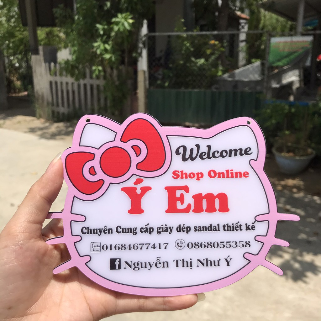 Bảng hiệu mica giá rẻ nhất - Mẫu Mèo Hello Kitty