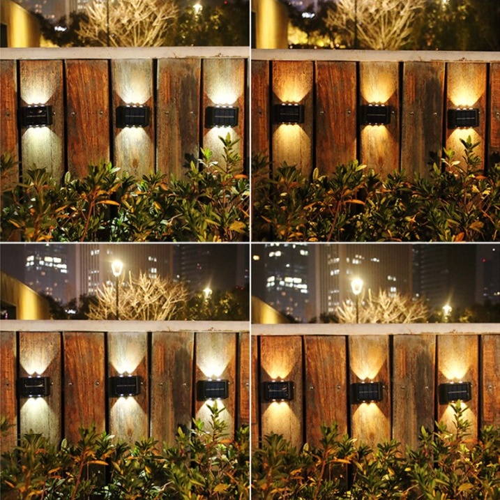 Đèn Led 6 Bóng IP65 Gắn Tường Chống Nước Sử Dụng Năng Lượng Mặt Trời Tiết Kiệm Điện