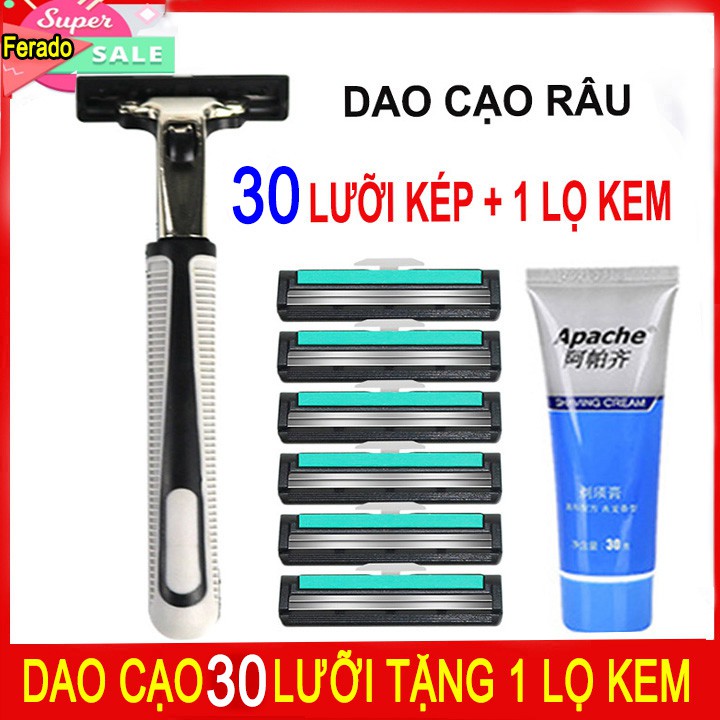 Bộ Dao Cạo râu Cho Nam Kèm 36 Lưỡi Dao Cạo Cùng 1 Lọ Kem