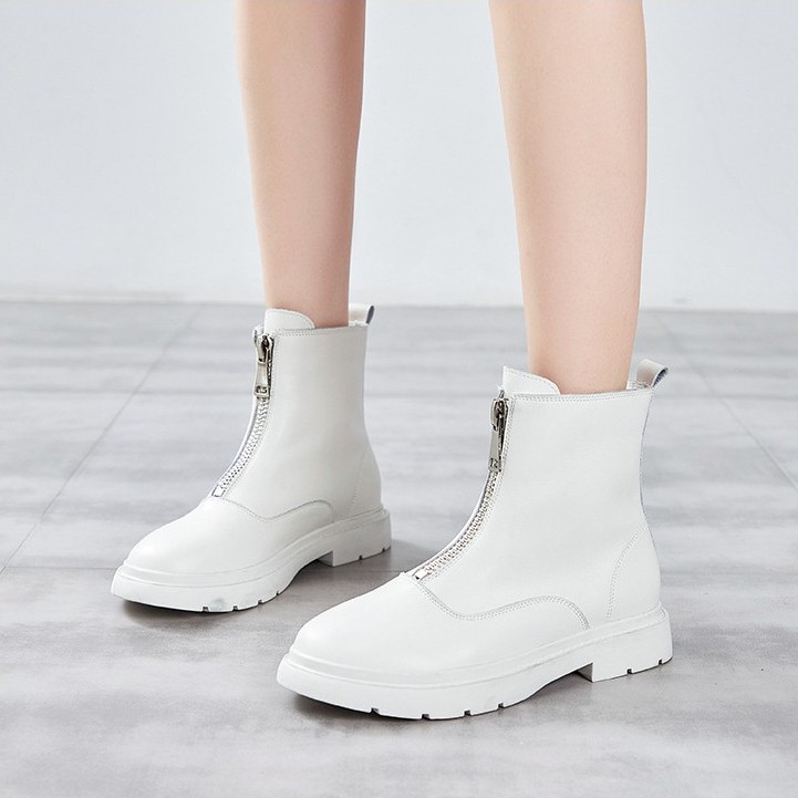 Giày baby nữ SS21  Cổ cao đế tăng chiều cao 4cm bằng da - trắng và đen | BigBuy360 - bigbuy360.vn