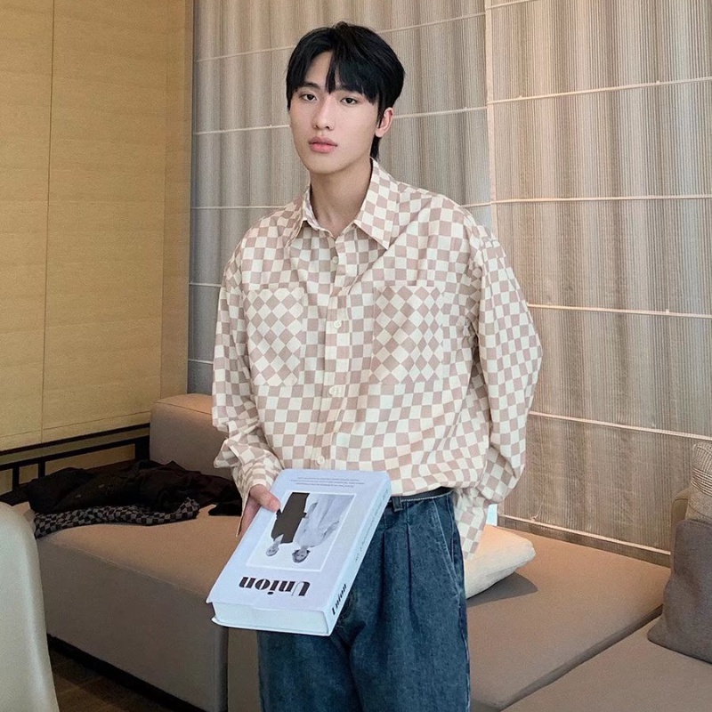 ✦AFFLIGA✦ Áo Khoác Sơ Mi Caro Đa Năng Có Túi Thời Trang Hàn Quốc Cho Nam