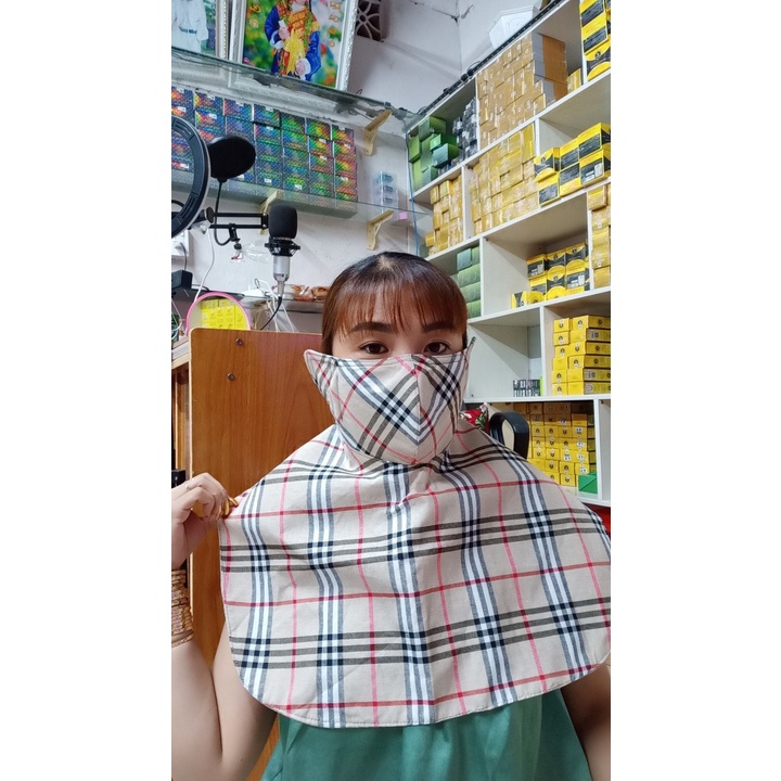 Khẩu Trang caro choàng chống nắng che mặt cổ và choàng ra sau
