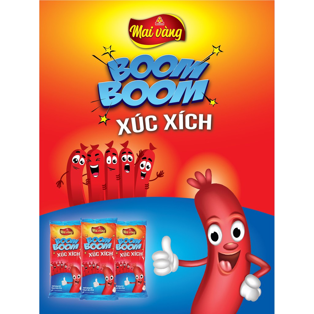 Xúc Xích Vissan Boom Boom Hũ Nhựa (50 Cây x 23g) Khối Lượng 1,15kg Thương Hiệu Mai Vàng | BigBuy360 - bigbuy360.vn