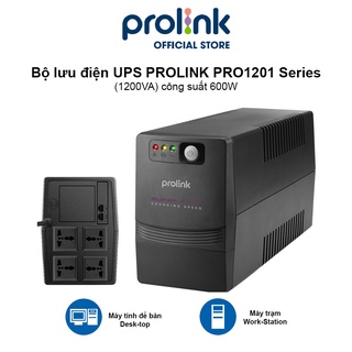 Bộ lưu điện UPS PROLINK PRO1201SFC (1200VA) công suất 600W, tích hợp bộ AVR, sạc siêu nhanh, dùng cho PC, Camera, Wifi
