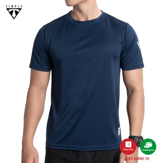 Áo Thể Thao Nam TSIMPLE tập gym ngắn tay vải thun lạnh thoáng mát, co giãn, chuẩn form màu Navi