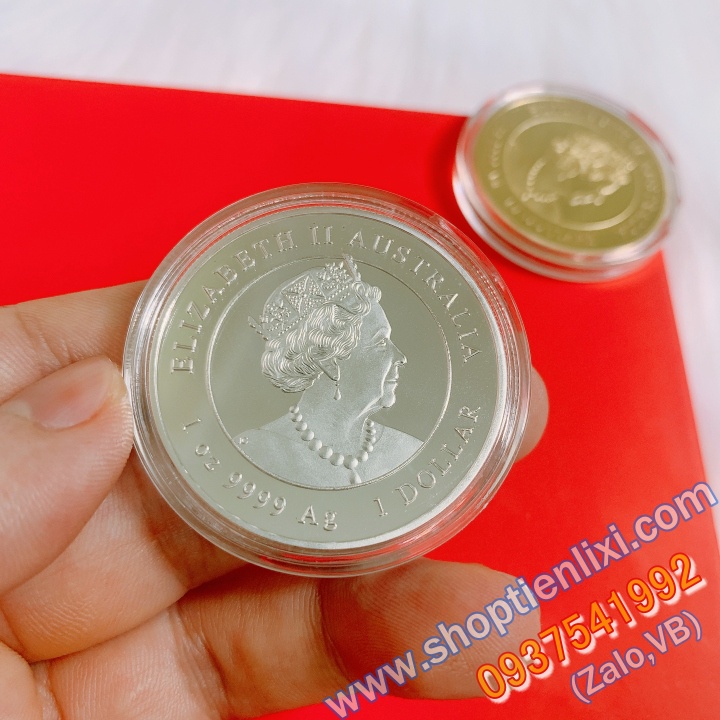 Cặp xu Úc mạ vàng, mạ bạc hình con HỔ (Cọp) + Hộp nhung sang trọng - Quà Lì Xì Tết 2022