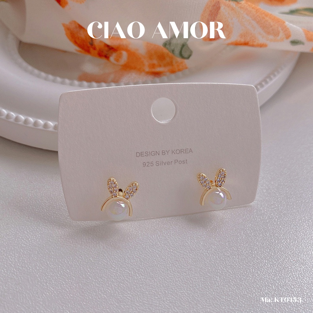 KT0453-Khuyên tai nữ, Bông tai nụ bạc 925 thỏ con đáng yêu đơn giản Trang sức Ciao Amor