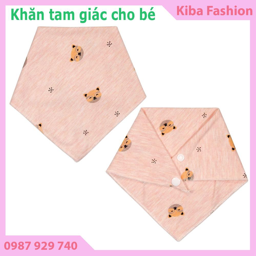 Khăn Tam Giác 2 lớp cúc bấm nhiều nấc, chất liệu COTTON nhiều màu cho bé Trai và bé Gái ( hình in thay đổi theo lô hàng)