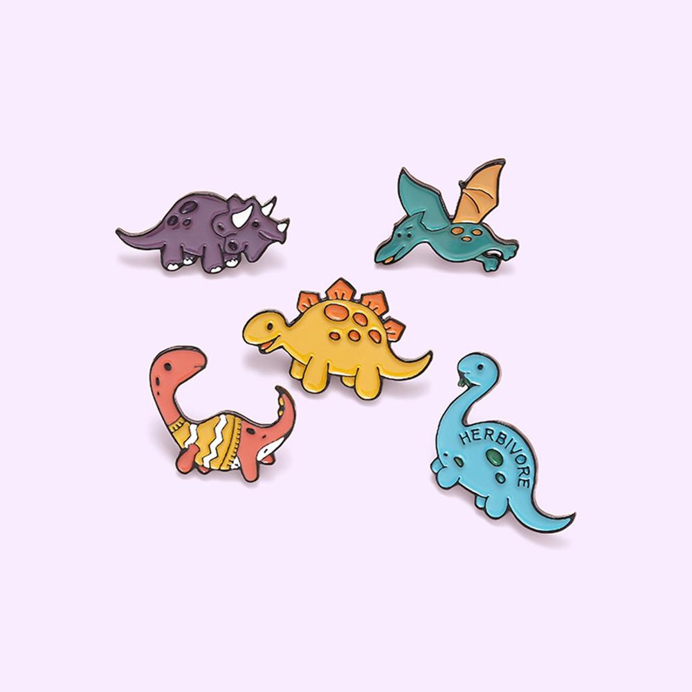 OKDEALS Fashion Cartoon Brooches Animal Brooch Metal Badges Enamel Pin Animal Badges Cute Dinosaur For Student Gifts Lapel Pin