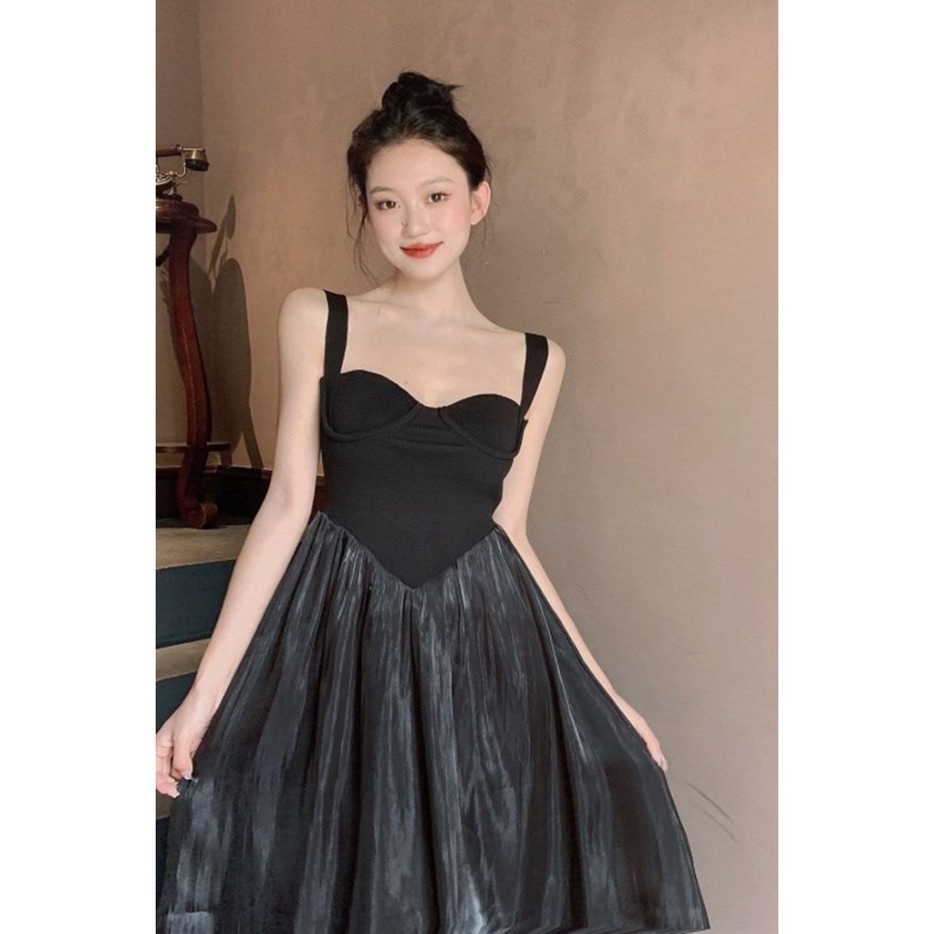 Đầm Hai Dây Phong Cách retro Pháp Thời Trang Cao Cấp Cho Nữ
