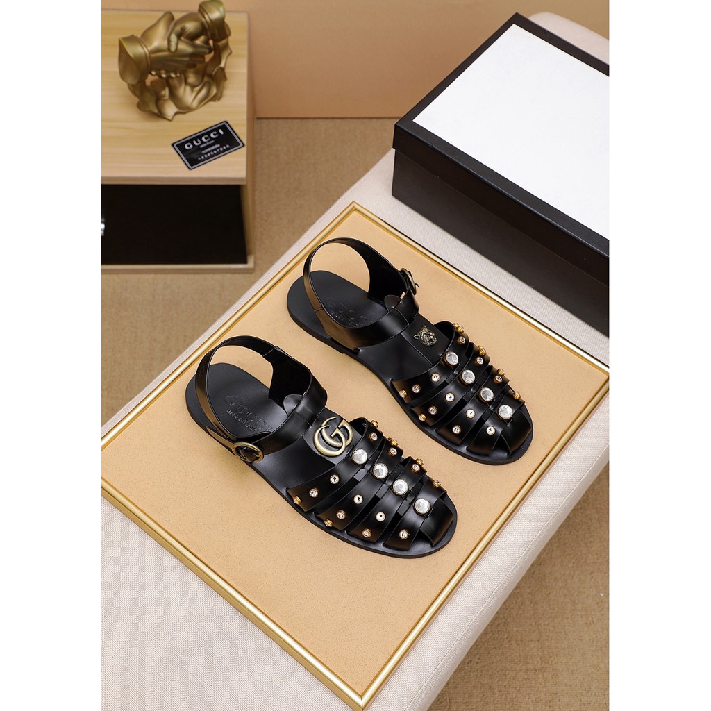 Dép Sandal GUCCI GG GC nữ da thật cá tính