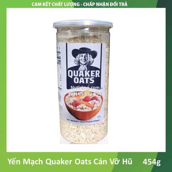 Yến Mạch Quaker Oats Cán Vỡ Hũ 454g