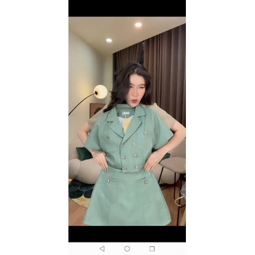 Set váy cổ vest mã D nhà LL