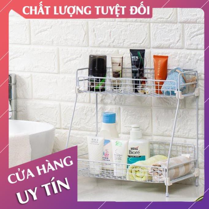 [Hàng loại 1] Kệ inox 2 tầng nhà tắm, kệ inox tĩnh điện đựng gia vị, mỹ phẩm treo tường, giá để đồ đa năng  - LanChiMart