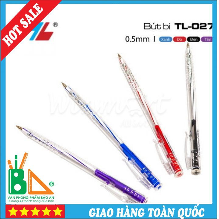 COMBO 5 Bút Bi Thiên Long 027🍓Hàng Chuẩn Thiên Long,Văn phòng phẩm - Bảo An