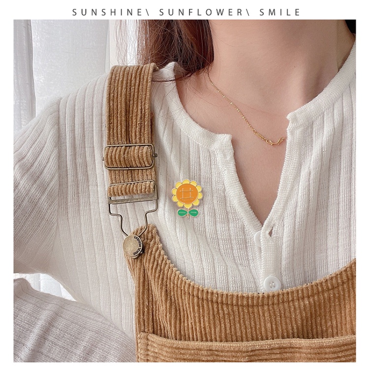 Ghim Cài Áo Hình Hoa Hướng Dương Dễ Thương Phong Cách Nhật Bản