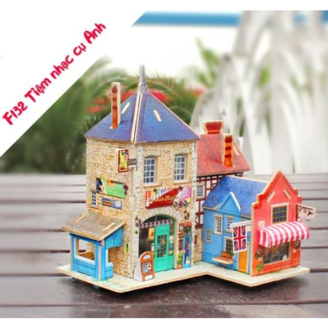 Mô hình nhà gỗ lắp ráp 3D theo khớp - Kiến trúc Anh F132 F133 F134 F135