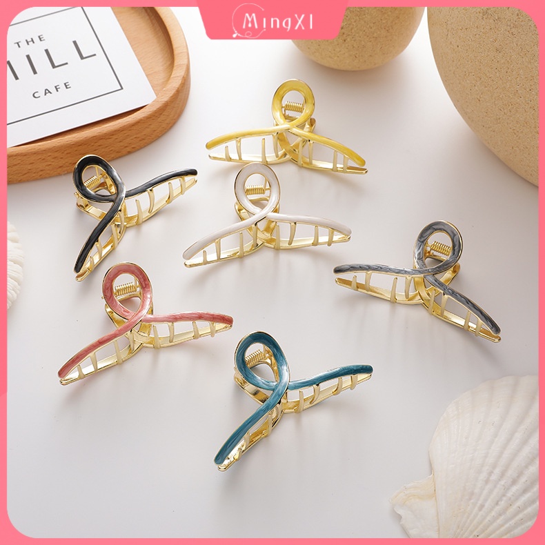 Kẹp tóc kim loại phối kiểu giọt nước tùy chọn màu sắc thời trang cho nữ