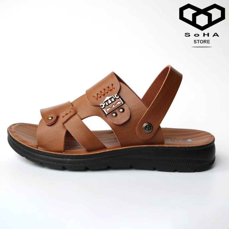 Dép Da Nam Thời Trang Đế Cao Su Đúc Nguyên Khối Cao Cấp SH02