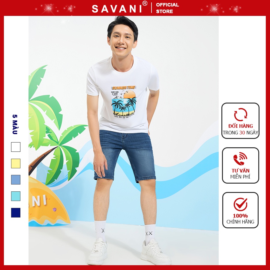 Áo thun nam, áo phông nam cổ tròn SAVANI vải Cotton USA cao cấp mềm mịn mát thấm hút tốt MTF006