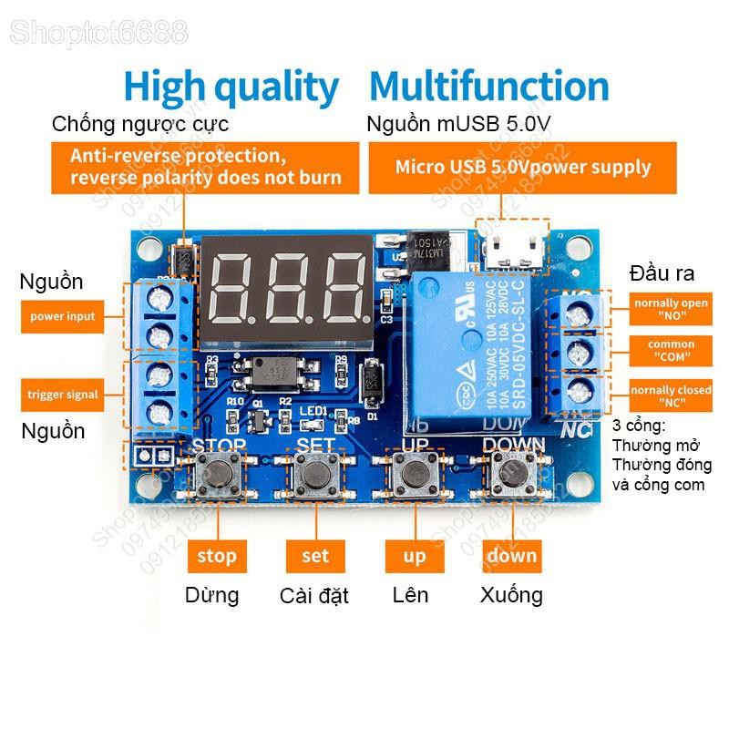 MODULE MẠCH RELAY TIMER RƠ LE THỜI GIAN TRỄ XY-J02 TỰ ĐỘNG TẮT, BẬT THEO CHU KỲ DO TA CÀI ĐẶT (Kho hàng Hà nội)