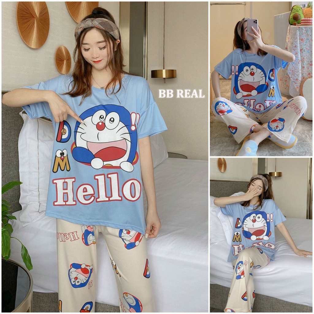 Đồ Bộ Mặc ở Nhà Bộ Đồ Ngủ Nữ Quần Dài Pijama Thun Lạnh Đẹp [CODE 53-56] Freesize Từ 45-55Kg - BB REAL | BigBuy360 - bigbuy360.vn