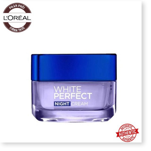 [Mã giảm giá] [Mã giảm giá Mỹ phẩm chính hãng] Kem Dưỡng Trắng, Đều Màu Da Ban Đêm L'Oreal White Perfect Night Cream 50m