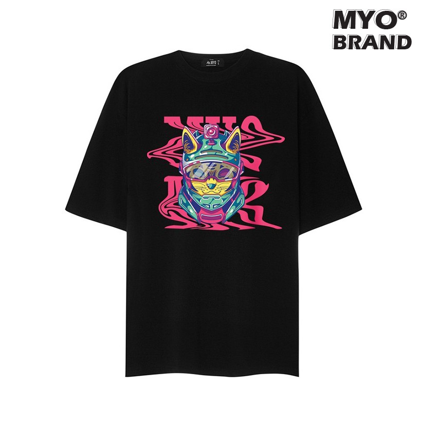 ÁO Unisex MYO Vải Cotton In Hình Mèo Không Gian