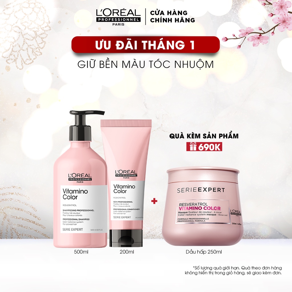 Combo gội xả giữ màu tóc nhuộm Serie Expert Vitamino Color