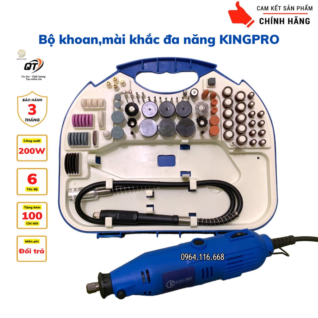 Bộ Máy Khoan Mài khuôn Khắc mini Đa Năng Kingpro 200W 6 tốc độ