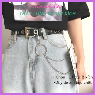 Thắt lưng XÍCH tặng kèm CHAIN Da đẹp Nam Nữ Loại 1 - Dây nịt Xích nhiều lỗ kèm CHain SIMSIMVINTAGE