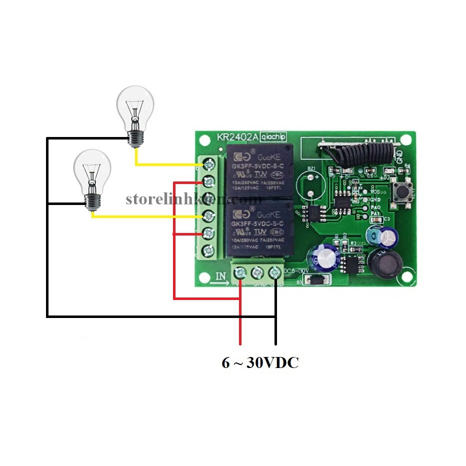 Bộ điều khiển đóng ngắt thiết bị điện từ xa 2 kênh ST-KG02D 6~30VDC (10A)