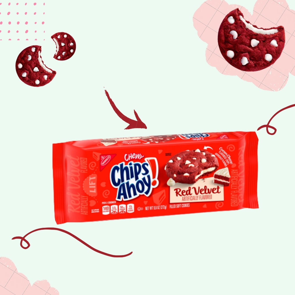 Bánh quy Cookie Chip Ahoy Nabisco gói 272g / USA - Red Velvet - Brownie - Hershey's - Bánh quy mềm