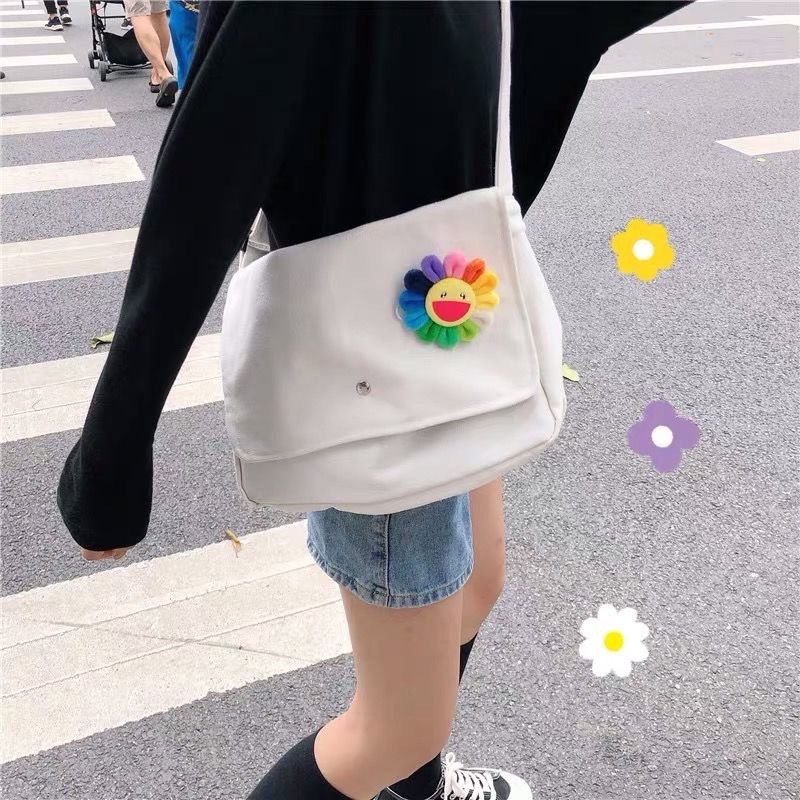 Túi tote vải bố đeo chéo canvas thời trang ulzzang đẹp giá rẻ đi học U01