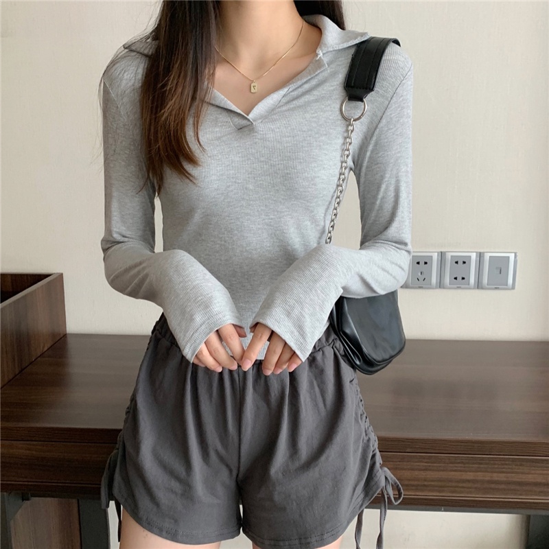 Áo thun polo tay dài màu sắc thời trang Hàn Quốc cho nữ | BigBuy360 - bigbuy360.vn