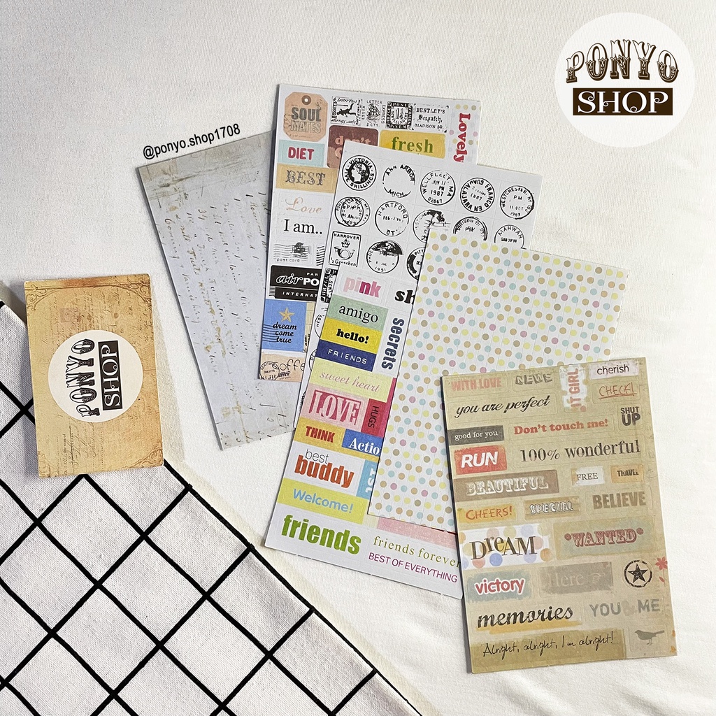 Bộ 6 sticker Message trang trí Handmade