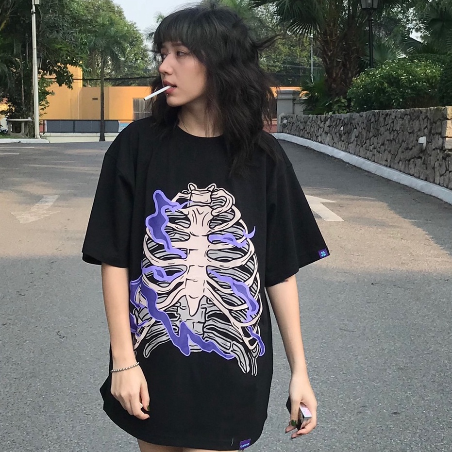Áo thun tay lỡ, tee phông xương local brand unisex ClownZ Skull nhiều màu form rộng, cotton