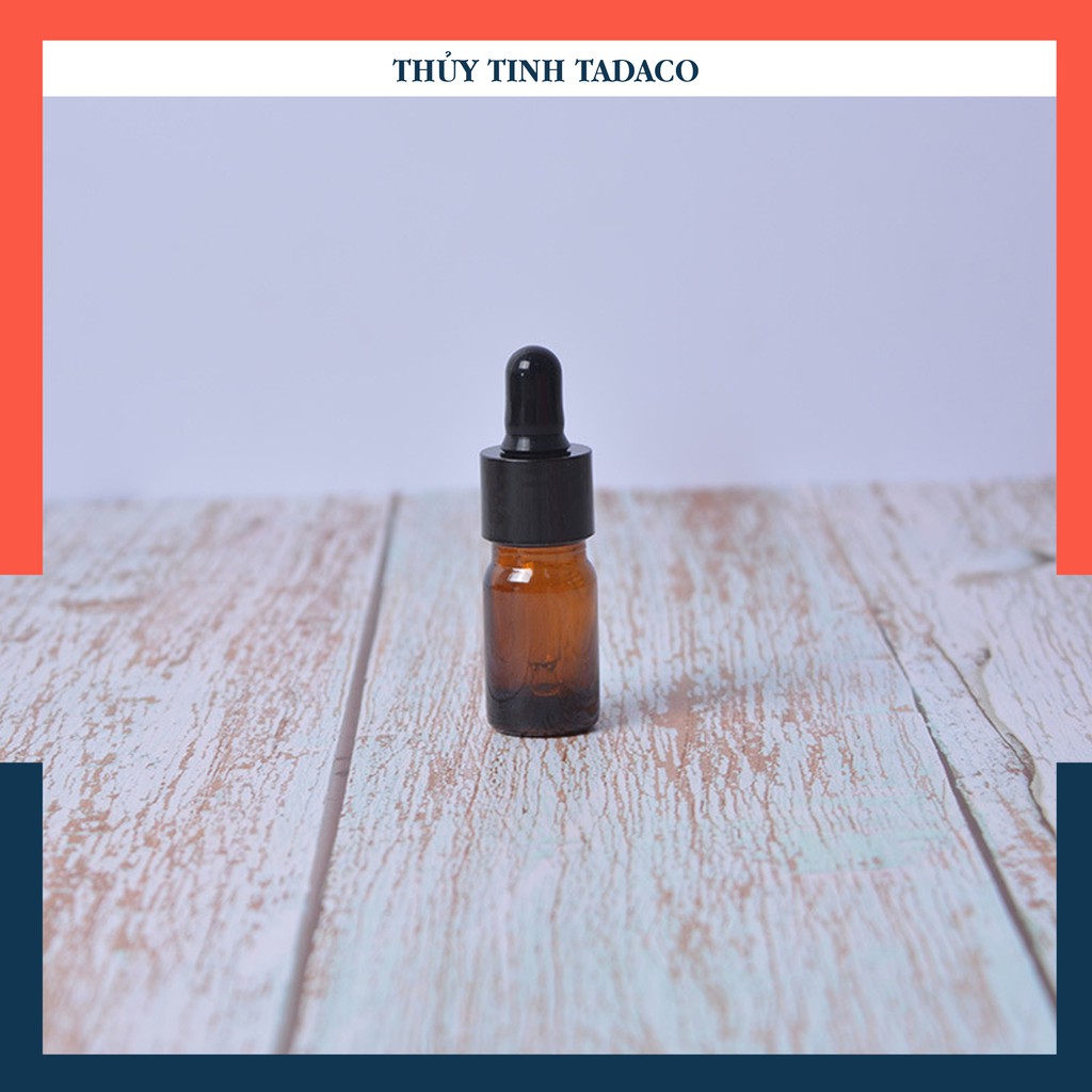 Chai chiết serum nắp bóp màu Nâu chuyên chiết mỹ phẩm 5ml