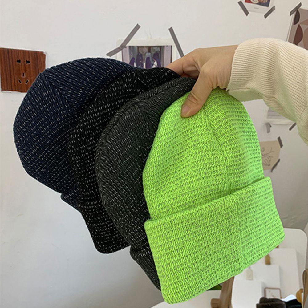 Mũ Beanie Màu Phản Quang Chống Gió Thời Trang Thu Đông Cho Nam Và Nữ
