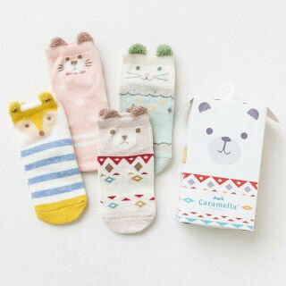 🍀set 4 đôi tất cổ ngắn caramella nguyên hộp