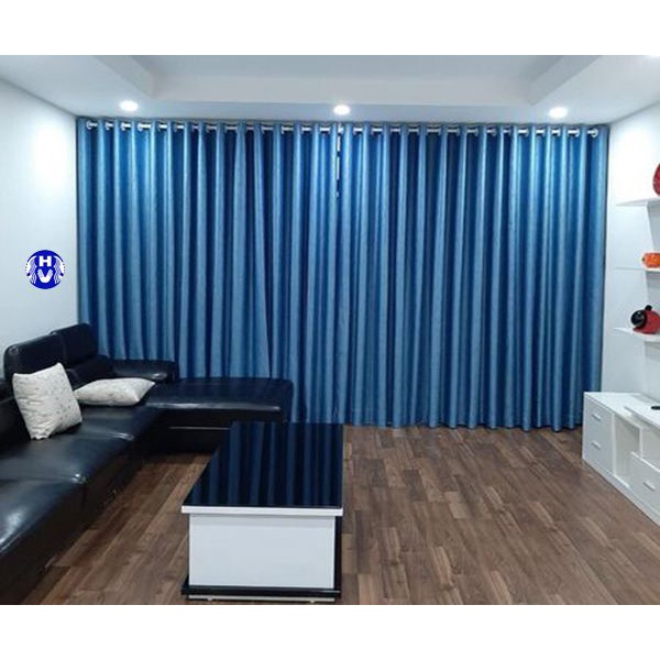 Rèm cửa màu xanh biển đậm LV vải bố siêu đẹp, chuyên dụng làm rèm cửa phòng ngủ hoặc phòng khách